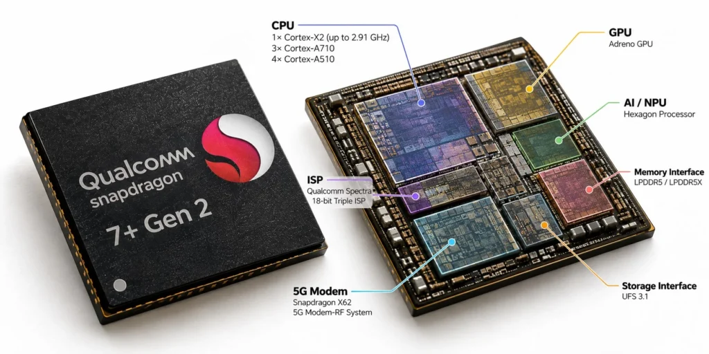 Snapdragon 7+ Gen 2 Chip Anatomy